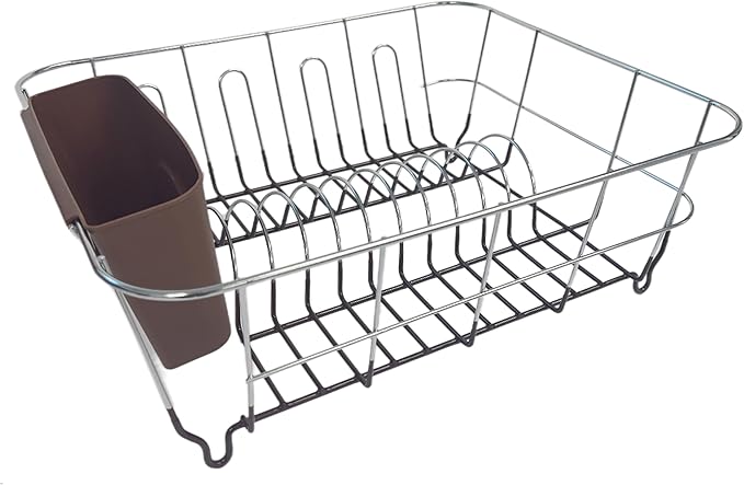 2-Piece Dish Drying Rack Set with Utensil Holder, Fits Most Sinks, 14.5x13x5.25", Red, Pack of 12