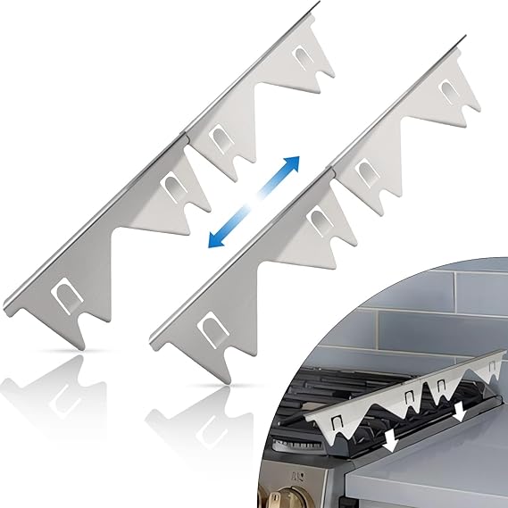 Stainless Steel Stove Counter Gap Cover 13.8-27.6 Inch, 2-Pack Adjustable Heat Resistant Filler, Easy Clean, 0.79 Inch Wide