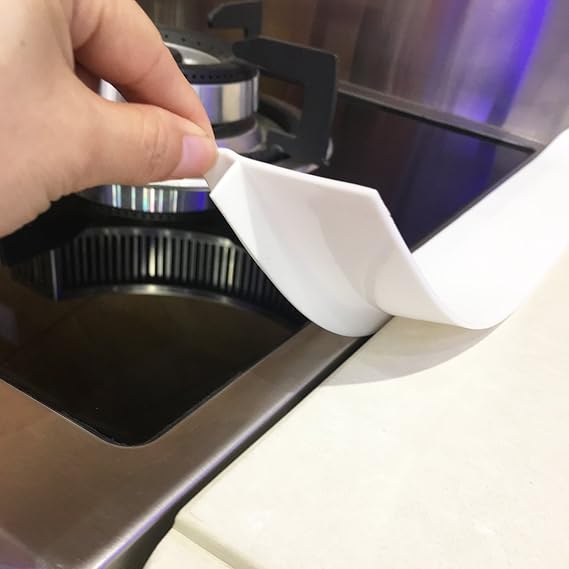 Silicone Stove Counter Gap Cover 21 Inch Black, Set of 2, Easy Clean Gap Filler for Kitchen Counter, Stovetop, Oven, Washer