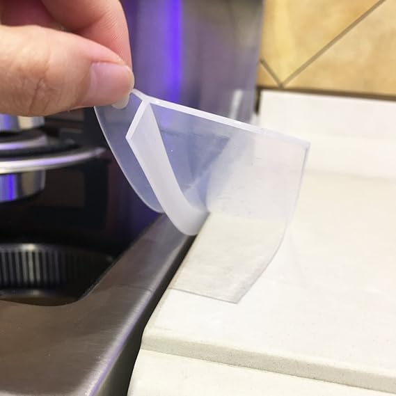 Silicone Stove Counter Gap Cover 21 Inch Black, Set of 2, Easy Clean Gap Filler for Kitchen Counter, Stovetop, Oven, Washer