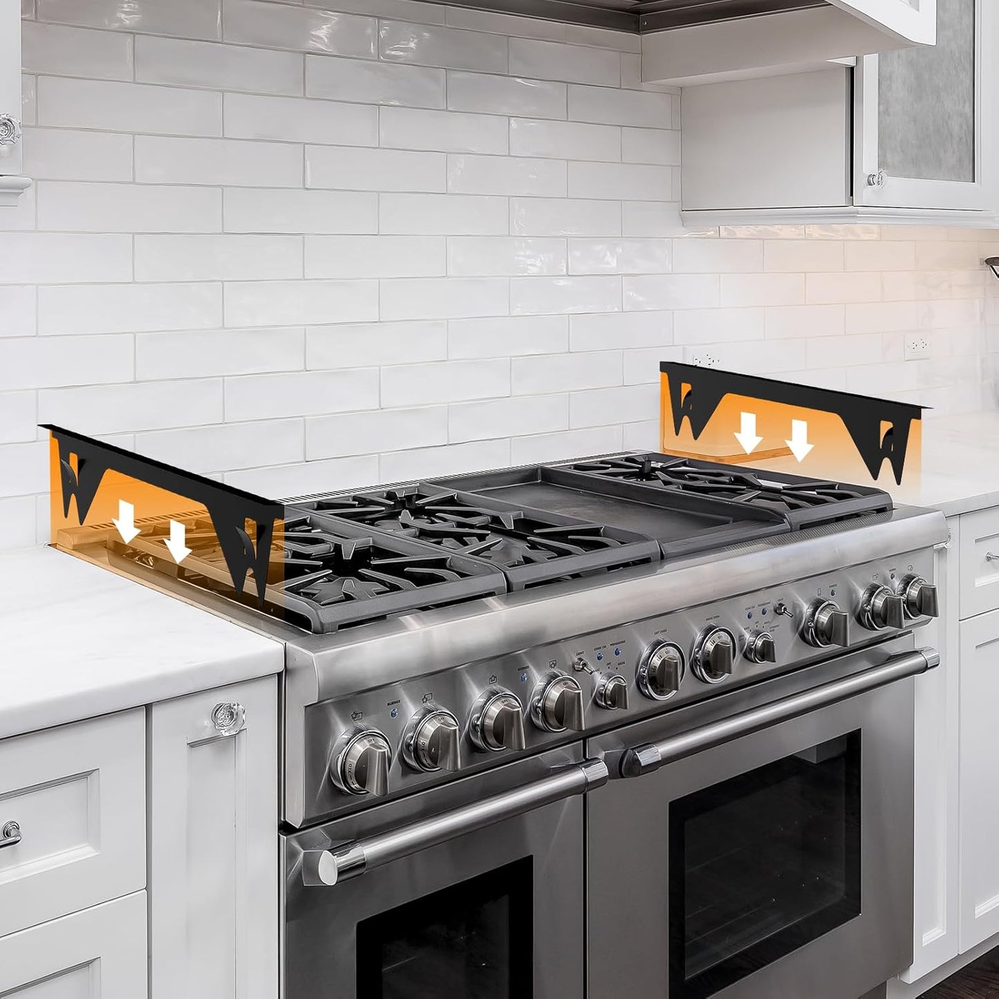Stove Gap Covers Stainless Steel 2 Pack, 23.4" x 0.79", Heat Resistant Oven Gap Filler and Range Trim Kit, Black