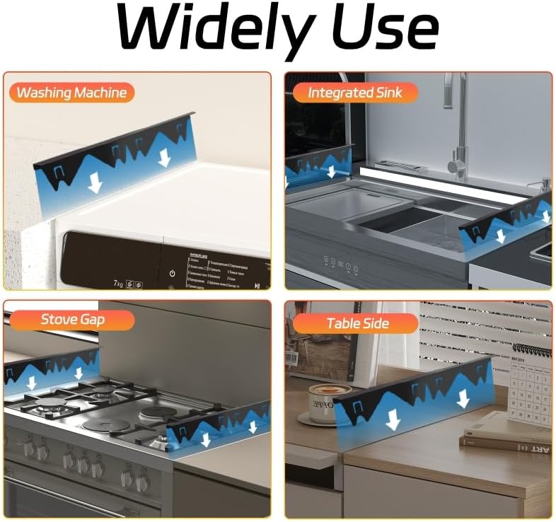 Stainless Steel Stove Counter Gap Cover 13.8-27.6 Inch, 2-Pack Adjustable Heat Resistant Filler, Easy Clean, 0.79 Inch Wide