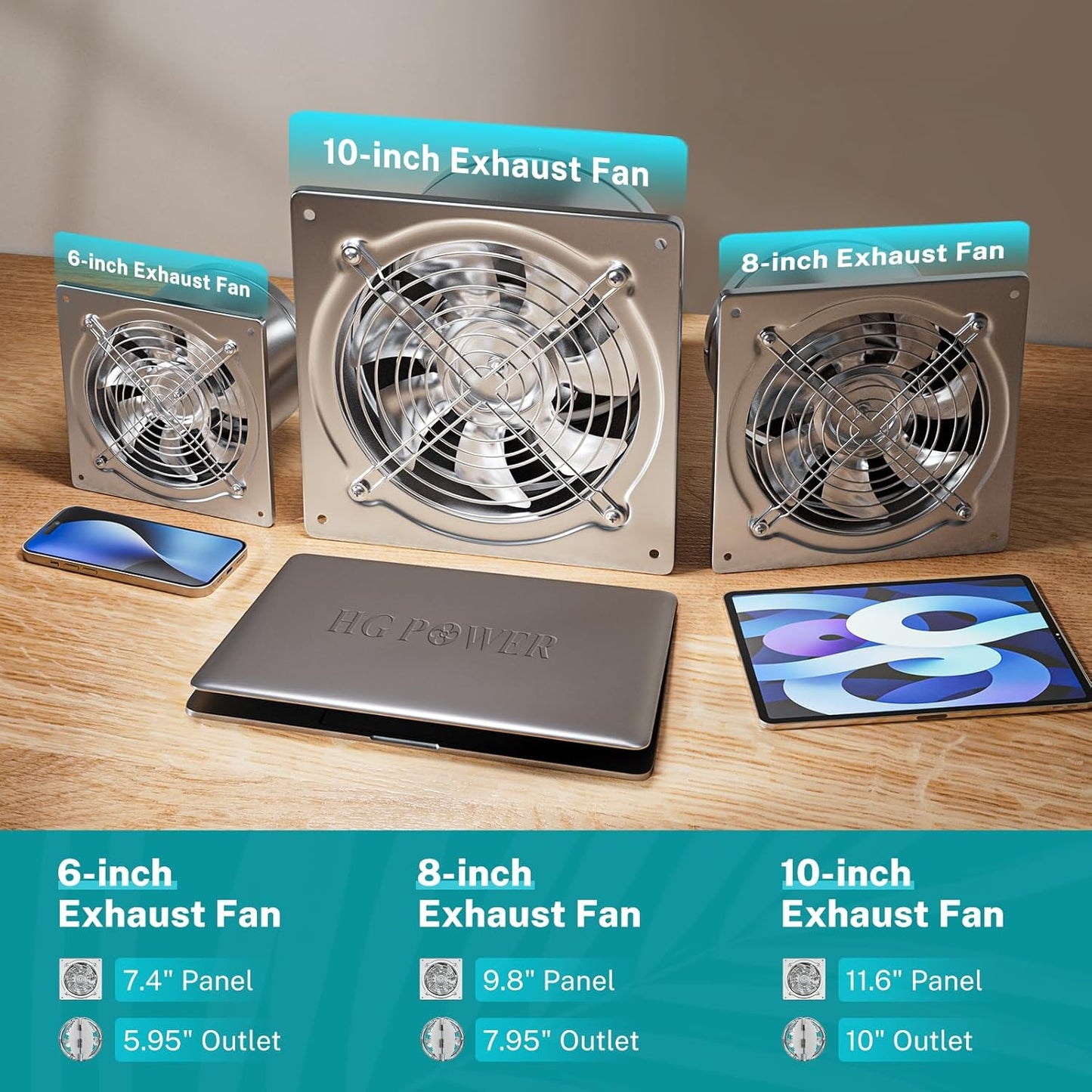 6" Kitchen and Attic Exhaust Fan with Switch, Portable Ventilation Fan with 8ft Power Cord and Damper, Silver