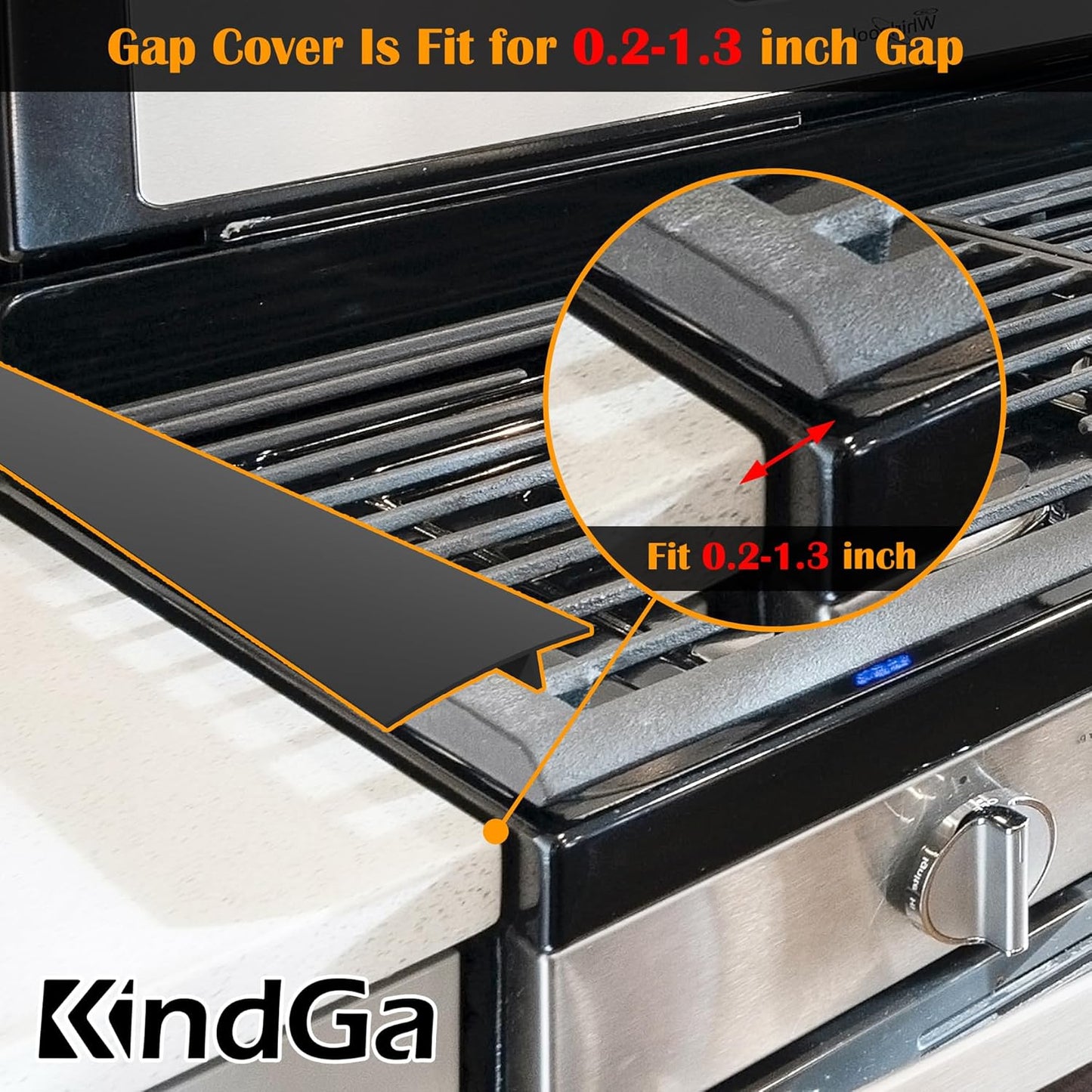 Silicone Stove Counter Gap Cover 21 Inch Black, Set of 2, Easy Clean Gap Filler for Kitchen Counter, Stovetop, Oven, Washer