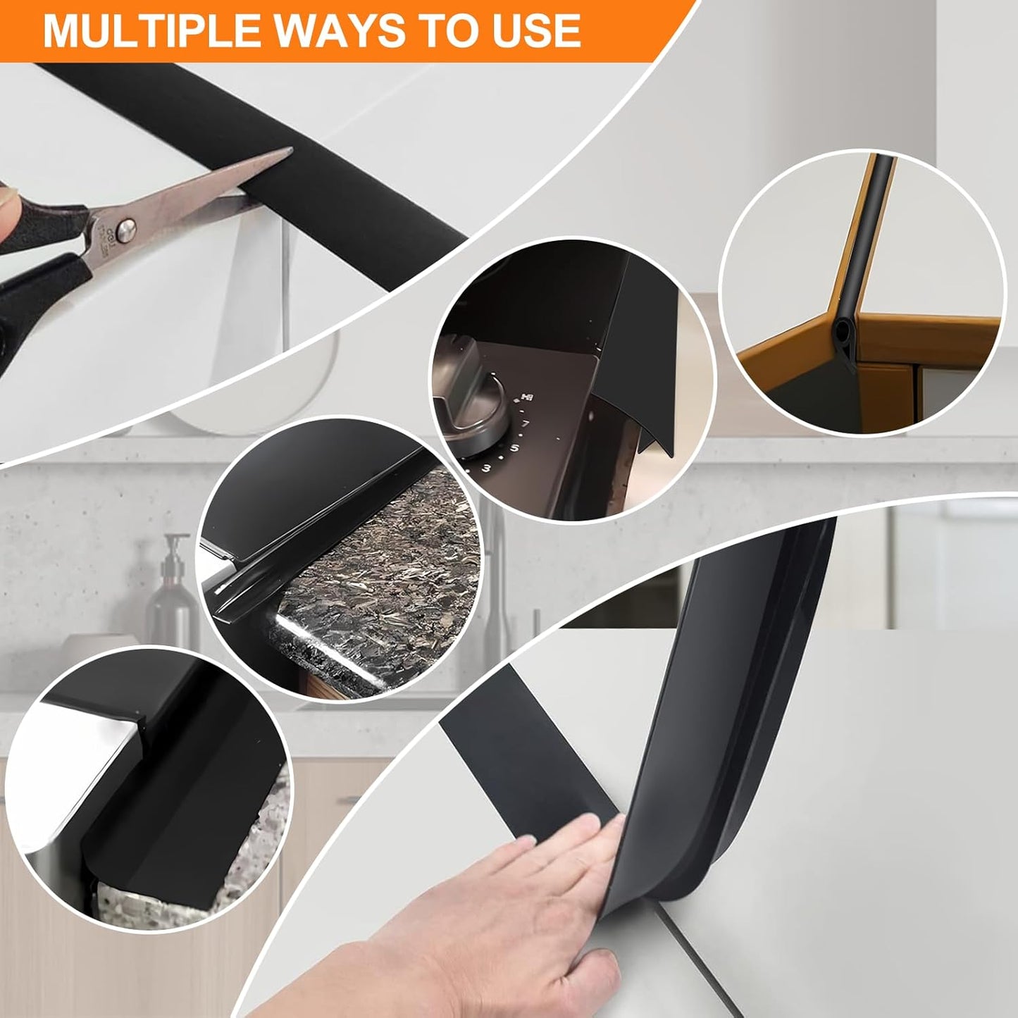 Silicone Stove Gap Covers 2 Pack, Heat Resistant Oven Gap Filler with Anti-Slip Base, Stain Resistant Strips Between Stovetop and Counter