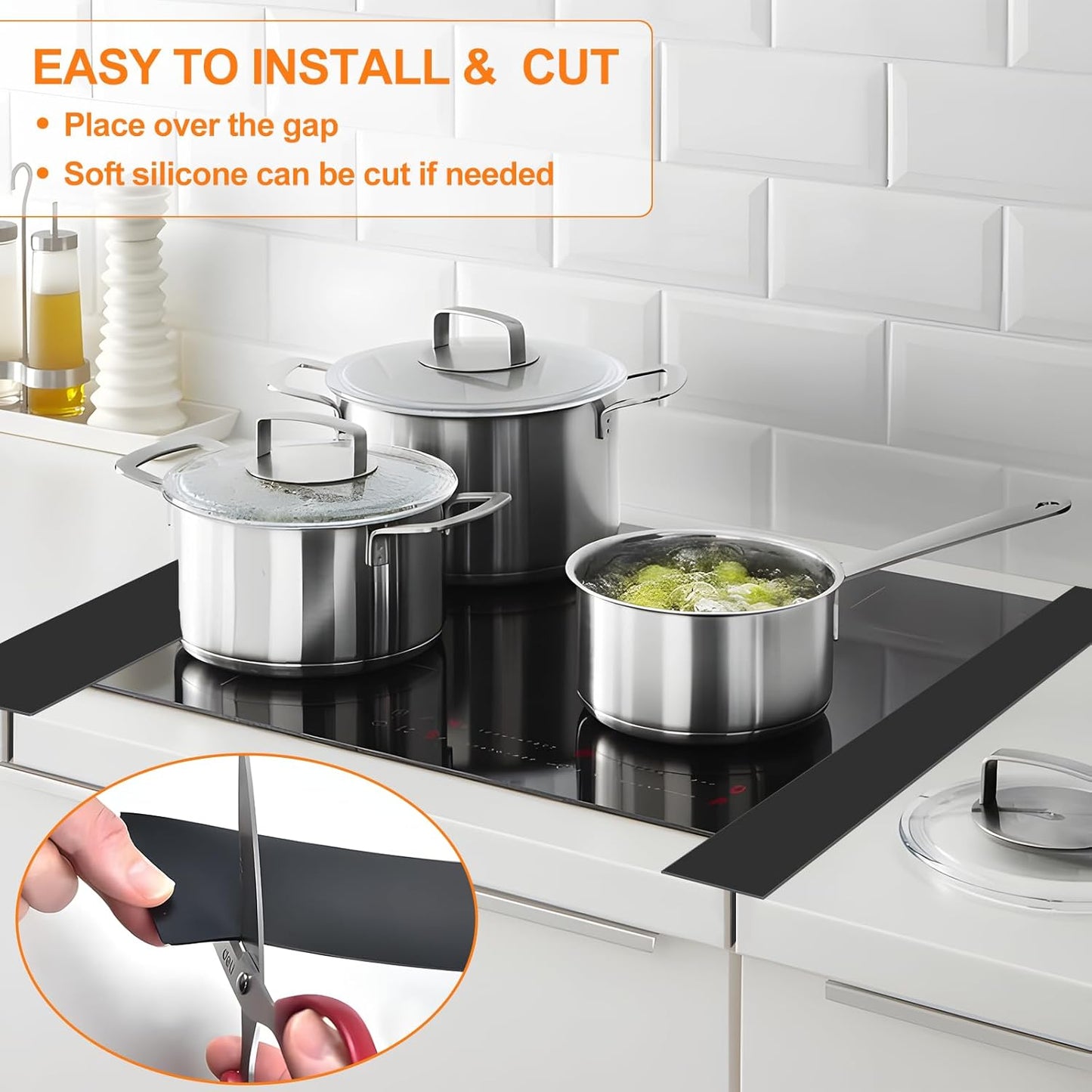 Silicone Stove Gap Covers 2 Pack, Heat Resistant Oven Gap Filler with Anti-Slip Base, Stain Resistant Strips Between Stovetop and Counter