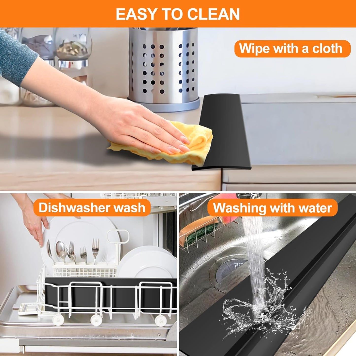 Silicone Stove Gap Covers 2 Pack, Heat Resistant Oven Gap Filler with Anti-Slip Base, Stain Resistant Strips Between Stovetop and Counter