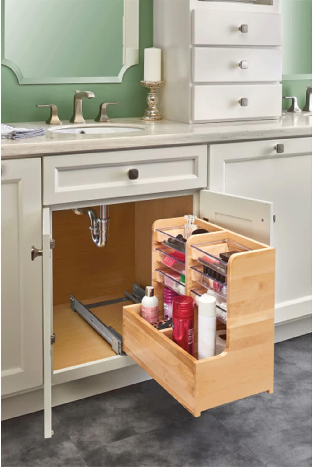 Cisily Sponge Holder for Kitchen Sink, Cream Sink Caddy Organizer with High Brush Holder, Rustproof 304 Stainless Steel Countertop Organizer for Sponges, Soap & Kitchen Essentials