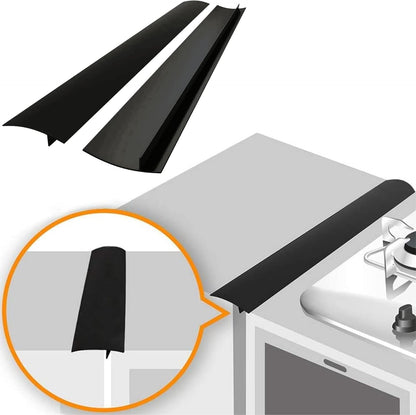 Silicone Stove Gap Covers, 2 Pack Heat Resistant Oven Gap Filler Seals Between Stovetop and Counter, Easy to Clean Stove Guard, 21 Inches, Black