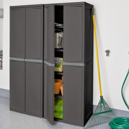 Gray 4-Shelf Lockable Utility Cabinet with Adjustable Shelves, Plastic Storage for Garage, Pantry, Basement, Laundry, Mudroom