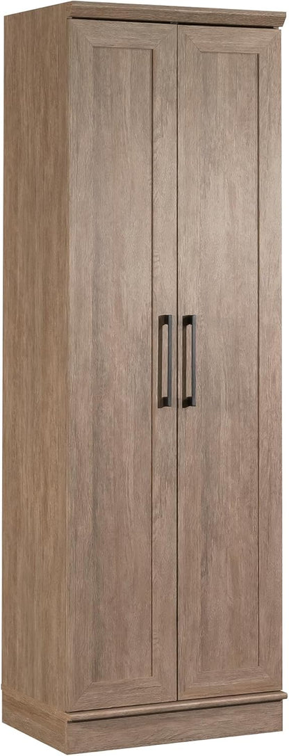 Kitchen Pantry Storage Cabinet with Adjustable Shelves, Brushed Oak Finish for Laundry and Bathroom