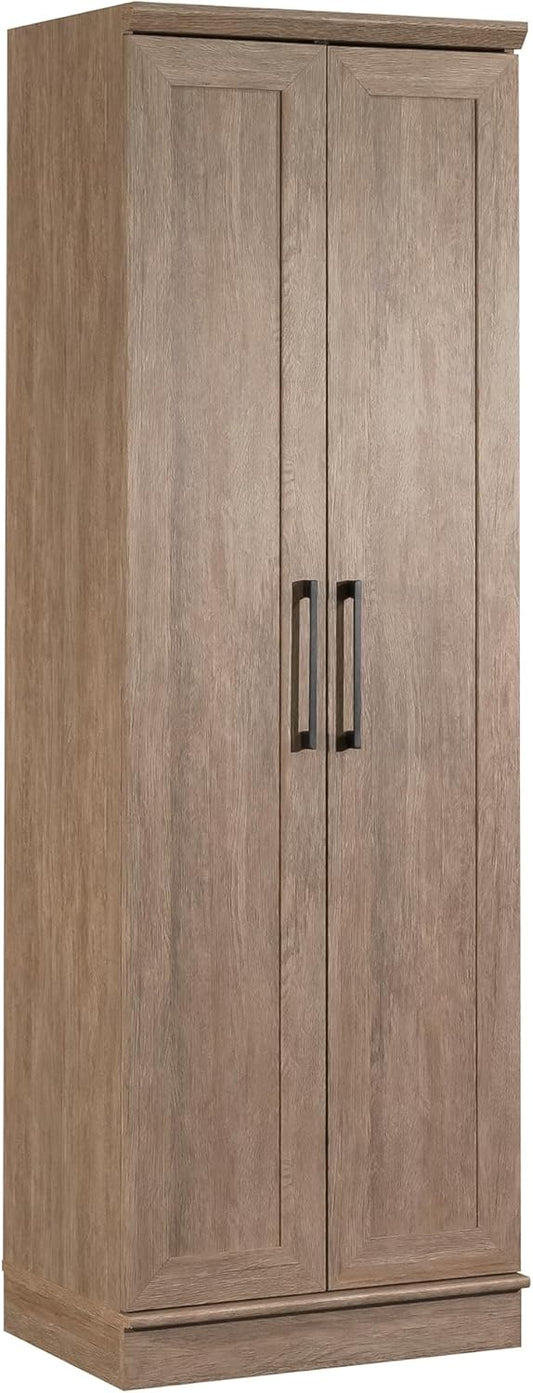 Kitchen Pantry Storage Cabinet with Adjustable Shelves, Brushed Oak Finish for Laundry and Bathroom