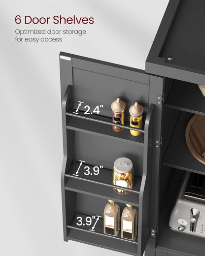 71.7" Ink Black Freestanding Pantry Cabinet with Drawer, 2 Cabinets, 4 Adjustable Shelves, 6 Door Shelves for Kitchen and Living Room