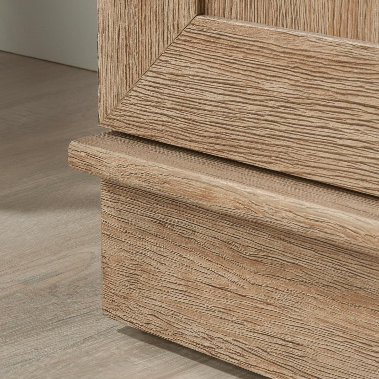 Kitchen Pantry Storage Cabinet with Adjustable Shelves, Brushed Oak Finish for Laundry and Bathroom