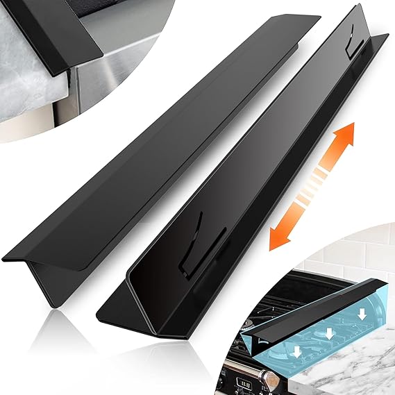Stainless Steel Stove Gap Covers 2 Pack, Retractable 13.8"-27.5" Heat Resistant Oven Gap Filler and Cooktop Trim Kit, Silver