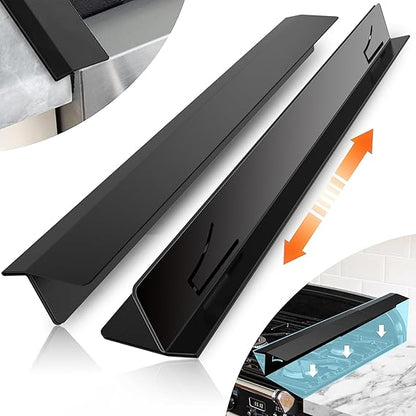 Stainless Steel Stove Gap Covers 2 Pack, Retractable 13.8"-27.5" Heat Resistant Oven Gap Filler and Cooktop Trim Kit, Silver