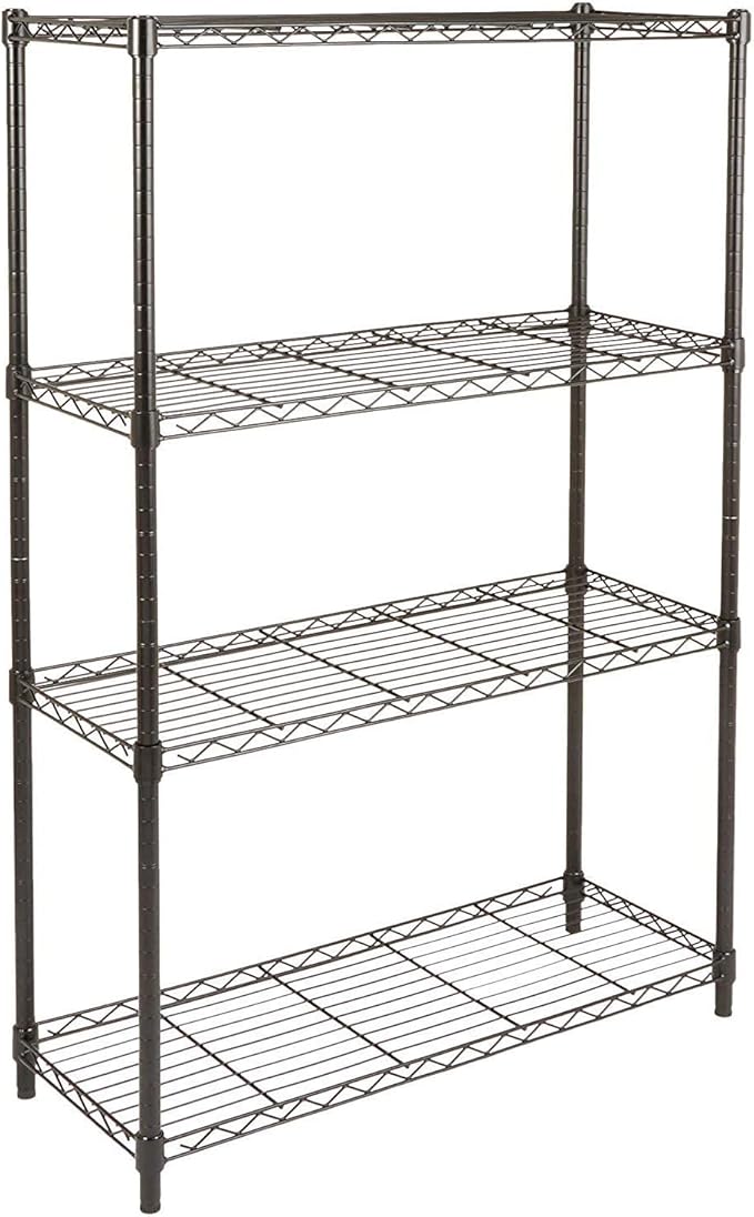 4-Shelf Adjustable Heavy-Duty Steel Wire Storage Rack, Organizer for Kitchen or Garage, 36" L x 14" W x 54" H, Chrome Silver