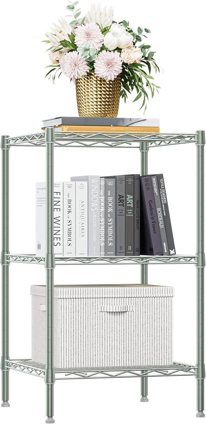 3-Tier Metal Storage Shelves with Wheels, Wire Rack Closet Organizer for Garage, Kitchen, Bathroom, Laundry, 11.8x17.7x28.8", Black