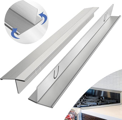 Stainless Steel Stove Counter Gap Cover 13.8-27.6 Inch Black, 2-Pack Adjustable Heat Resistant Gap Filler, Easy Clean