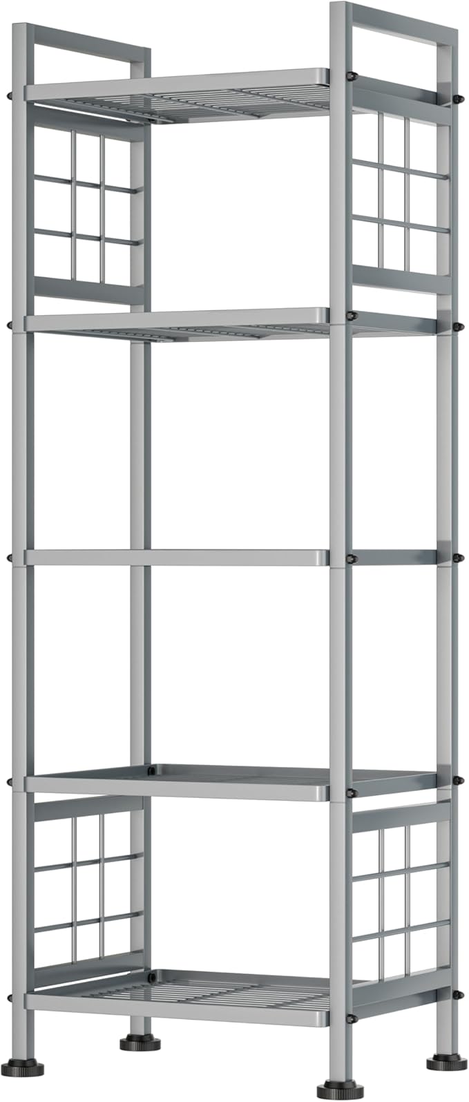 5-Tier Metal Book Shelf and Storage Rack, Standing Bookcase for Kitchen, Bathroom, Laundry Organizer, Black