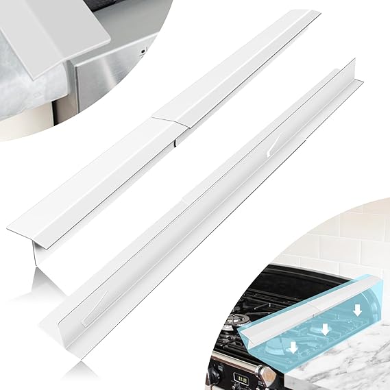 Stainless Steel Stove Gap Covers 2 Pack, Retractable 13.8"-27.5" Heat Resistant Oven Gap Filler and Cooktop Trim Kit, Silver