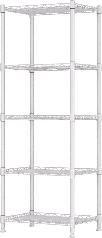 5-Wire Metal Shelving Rack with Adjustable Shelves, Standing Storage Unit for Laundry, Bathroom, Kitchen, Pantry, or Closet, 11.8" D x 16.6" W x 53.5" H, Black