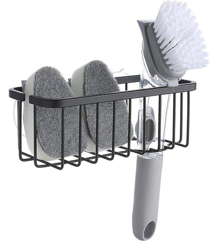 NeverRust Deluxe Kitchen & Bathroom Sink Sponge Holder Organizer, Adhesive Mount with Extra Suction Cup, 7.4 x 3.3 x 2.75", Sponge & Brush Not Included