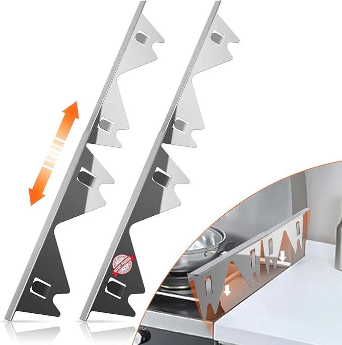 Stove Gap Covers Stainless Steel 2 Pack, 23.4" x 0.79", Heat Resistant Oven Gap Filler and Range Trim Kit, Black