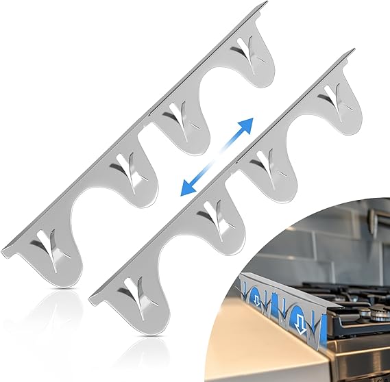Stainless Steel Stove Gap Covers 2 Pack, Adjustable 13.8"-27.5", Heat Resistant Oven Gap Filler and Range Trim Kit, Black
