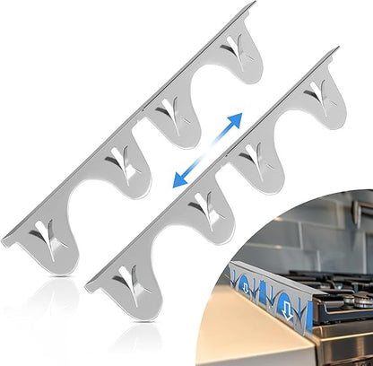 Stainless Steel Stove Gap Covers 2 Pack, Adjustable 13.8"-27.5", Heat Resistant Oven Gap Filler and Range Trim Kit, Black