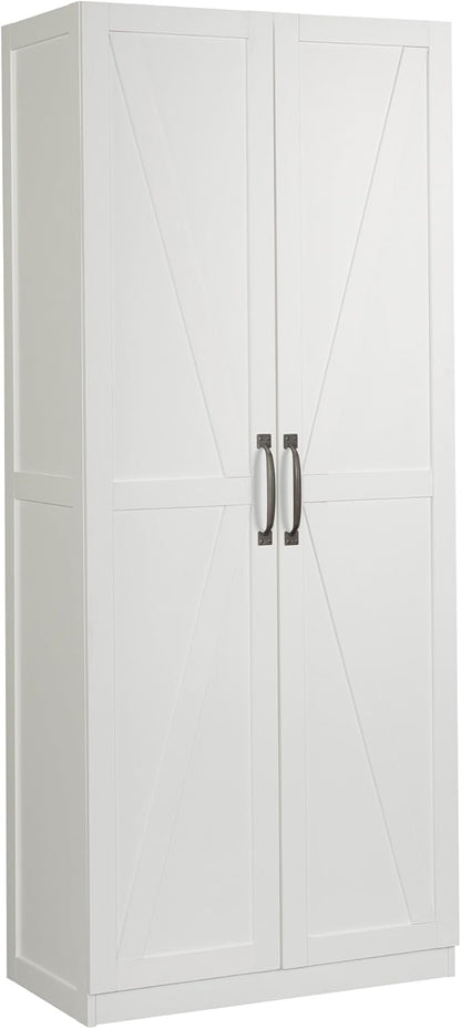 Tall Black Storage Cabinet with 4 Adjustable Shelves for Multi-Room Use