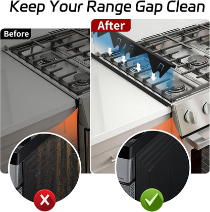 Stainless Steel Stove Counter Gap Cover 13.8-27.6 Inch, 2-Pack Adjustable Heat Resistant Filler, Easy Clean, 0.79 Inch Wide