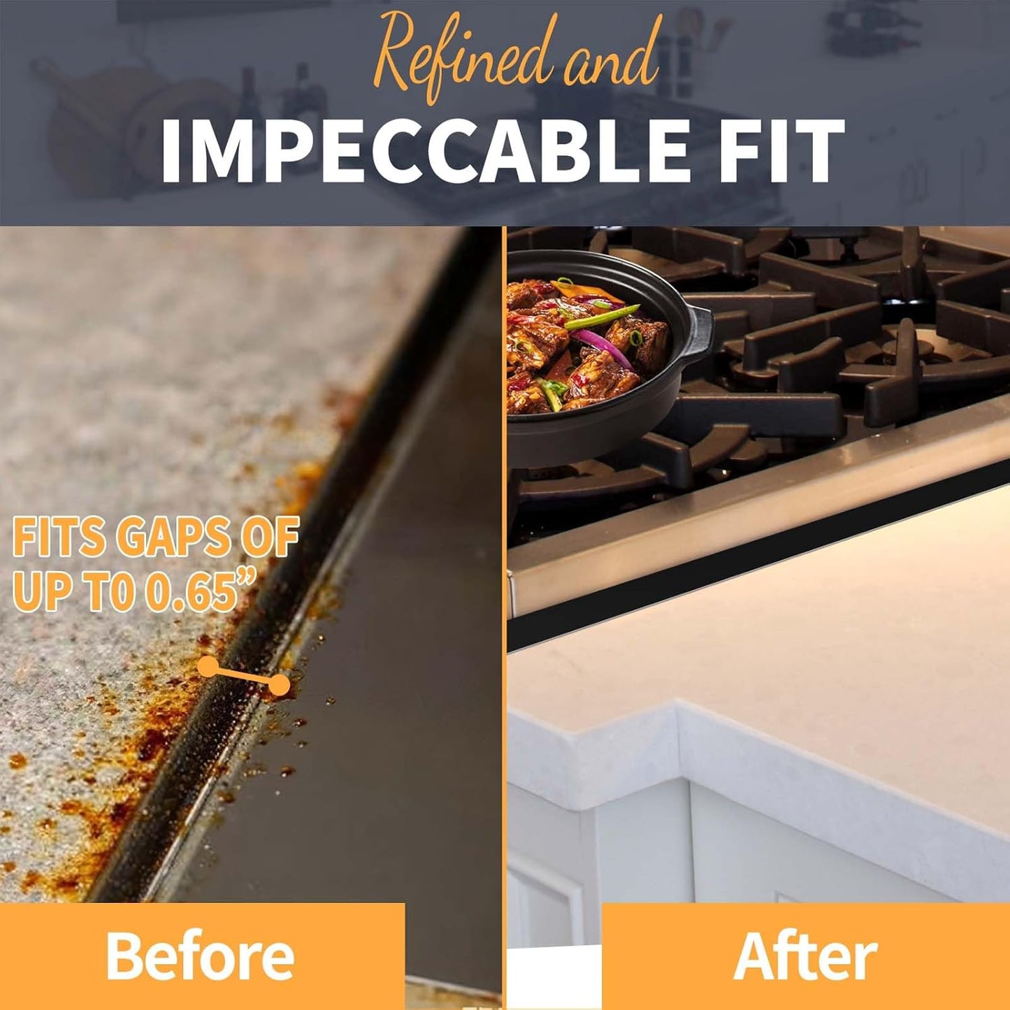 Stove Gap Covers Stainless Steel 2 Pack, Heat Resistant Oven Gap Filler Guards Trim Kit Between Stovetop and Counter