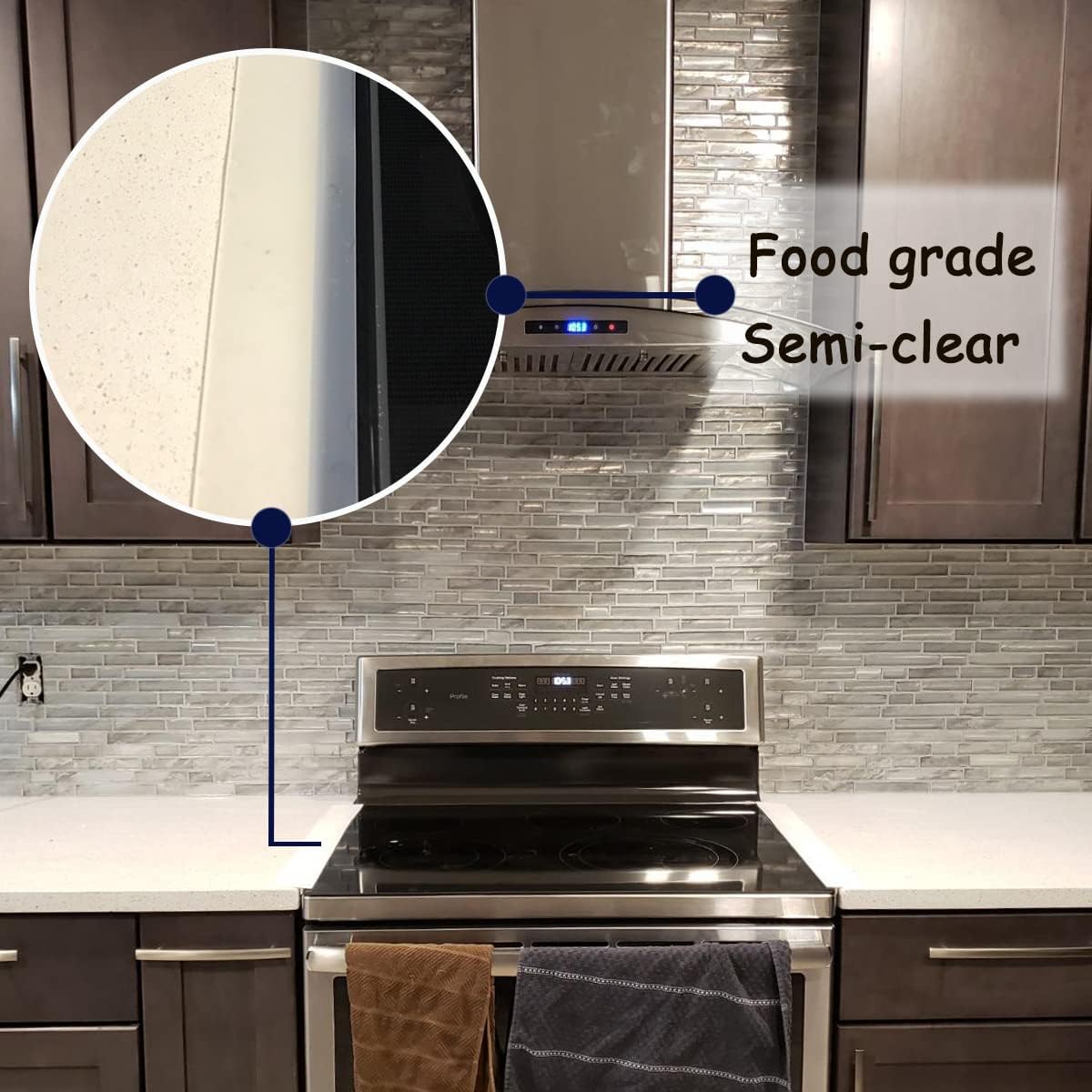 Silicone Stove Gap Covers 2 Pack, 21" Food Grade Flexible Gap Filler Between Stove and Counter, Semi-Clear