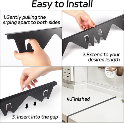 Stainless Steel Stove Counter Gap Cover 13.8-27.6 Inch, 2-Pack Adjustable Heat Resistant Filler, Easy Clean, 0.79 Inch Wide