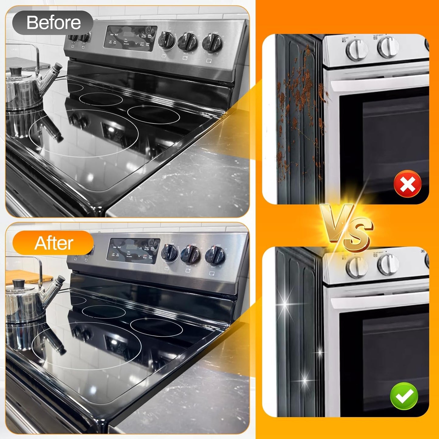 Stove Gap Covers Stainless Steel 2 Pack, 23.4" x 0.79", Heat Resistant Oven Gap Filler and Range Trim Kit, Black