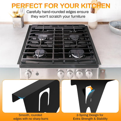 Stove Gap Covers Stainless Steel 2 Pack, 23.4" x 0.79", Heat Resistant Oven Gap Filler and Range Trim Kit, Black