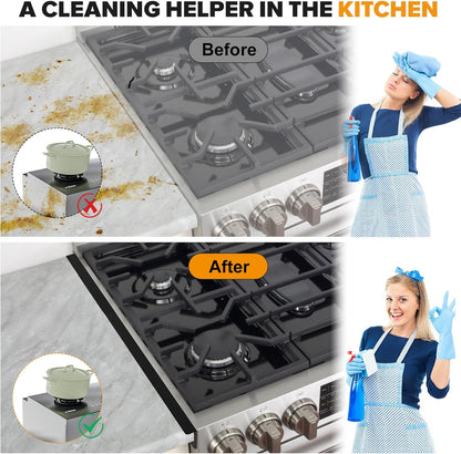 Stove Gap Covers Stainless Steel 2 Pack, Retractable 13.8"-27.5" Oven Gap Filler with Spring Clip, Strong Guard Between Stovetop and Counter