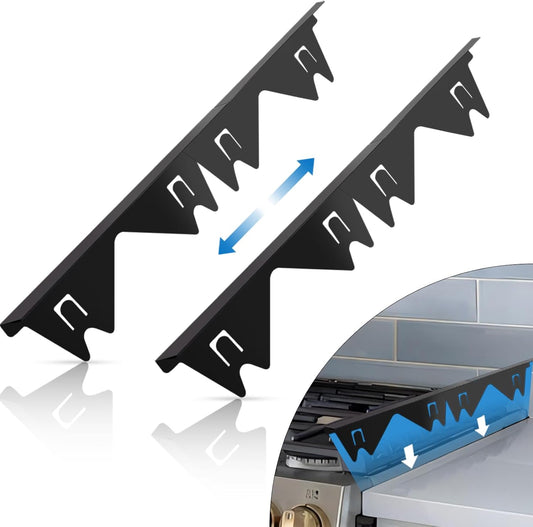 Stainless Steel Stove Counter Gap Cover 13.8-27.6 Inch, 2-Pack Adjustable Heat Resistant Filler, Easy Clean, 0.79 Inch Wide