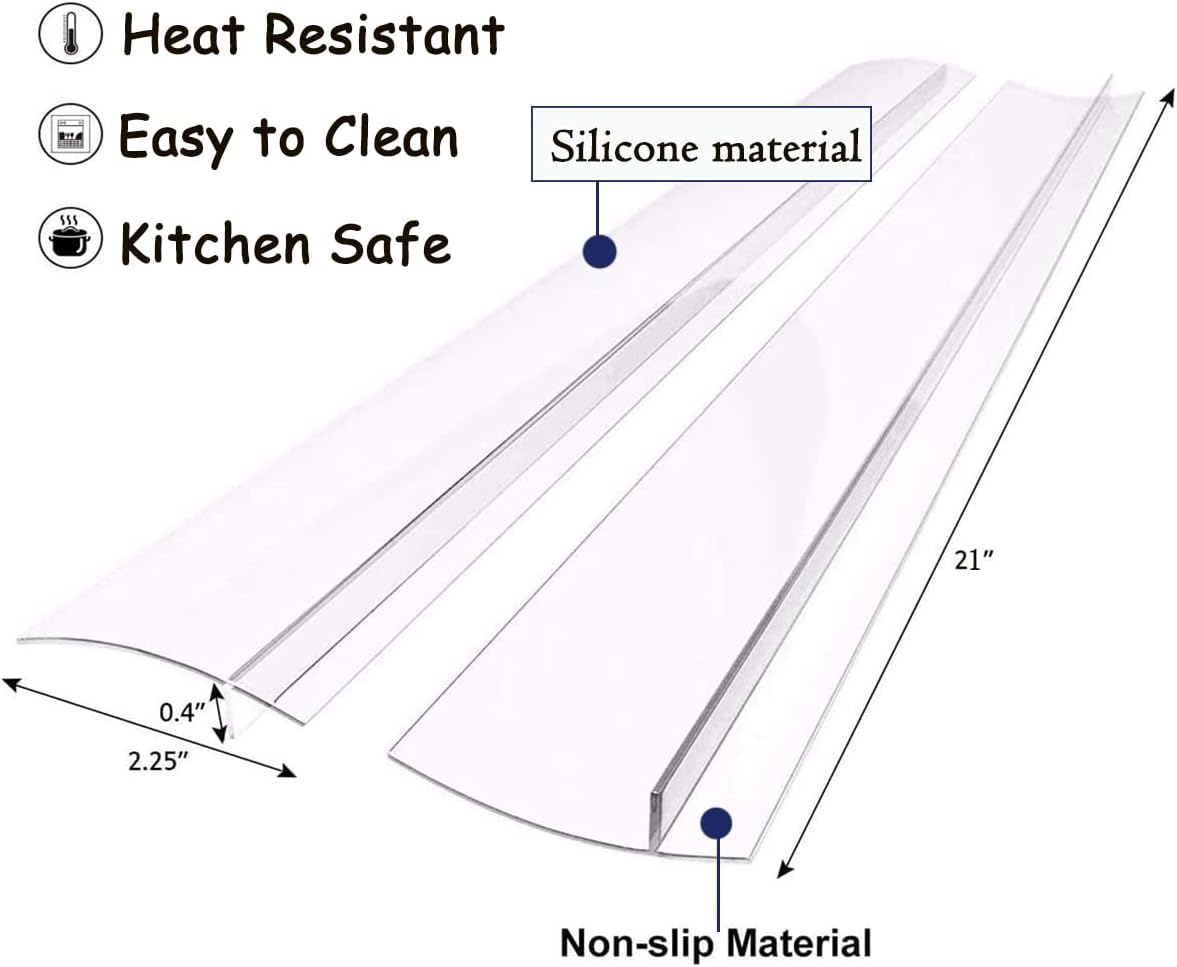 Silicone Stove Gap Covers 2 Pack, 21" Food Grade Flexible Gap Filler Between Stove and Counter, Semi-Clear