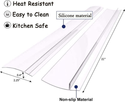 Silicone Stove Gap Covers 2 Pack, 21" Food Grade Flexible Gap Filler Between Stove and Counter, Semi-Clear