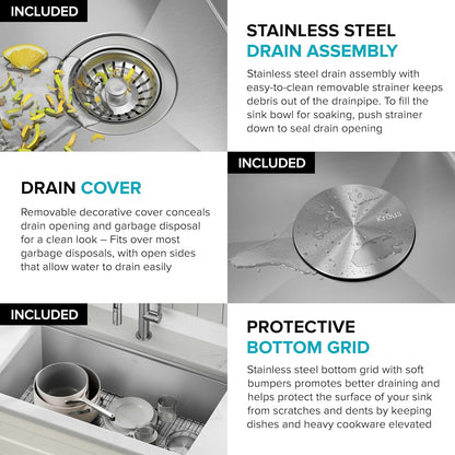 Kore Workstation 32" Undermount 16-Gauge Black Stainless Steel Single Bowl Kitchen Sink in PVD Gunmetal Finish with Accessories