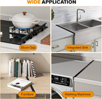 Stove Gap Covers Stainless Steel 2 Pack, Retractable 13.8"-27.5" Oven Gap Filler with Spring Clip, Strong Guard Between Stovetop and Counter