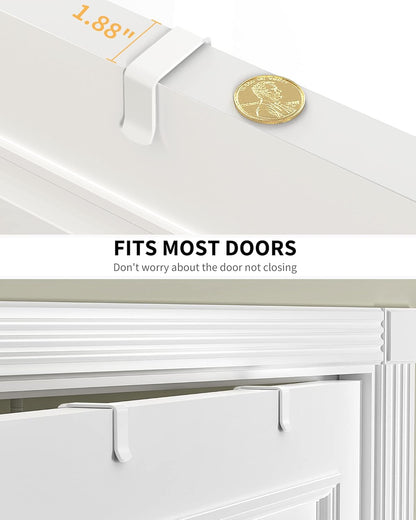 6-Tier Over Door Pantry Organizer, Hanging Metal Spice Rack with Basket Shelves, Kitchen and Bathroom Storage, White