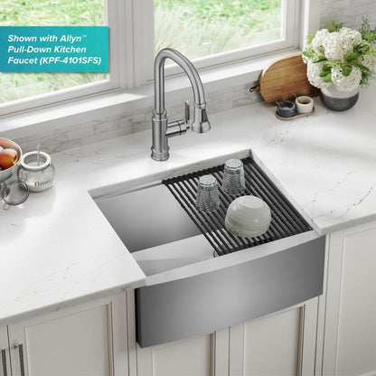 24-Inch Farmhouse Workstation Single Bowl Stainless Steel Kitchen Sink with Accessories, 16-Gauge