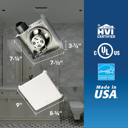 Bathroom Exhaust Fan, 50CFM Energy Star, 2.0 Sones