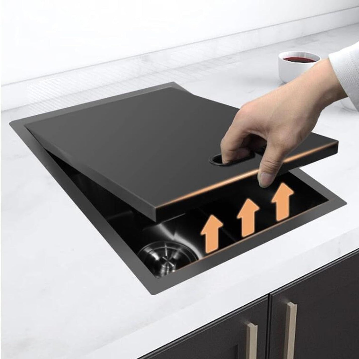 18x15x9-Inch Undermount Bar Kitchen Sink, 16-Gauge Stainless Steel Single Bowl Workstation with Faucet, Black