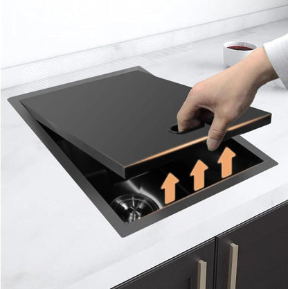 18x15x9-Inch Undermount Bar Kitchen Sink, 16-Gauge Stainless Steel Single Bowl Workstation with Faucet, Black