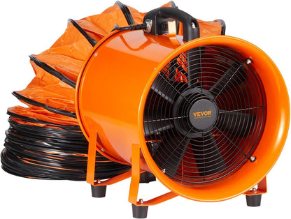 Industrial Portable Air Blower Ventilator, 1070CFM 8" Exhaust Fan with 16.4ft Flexible Duct, 195W High Velocity Air Mover