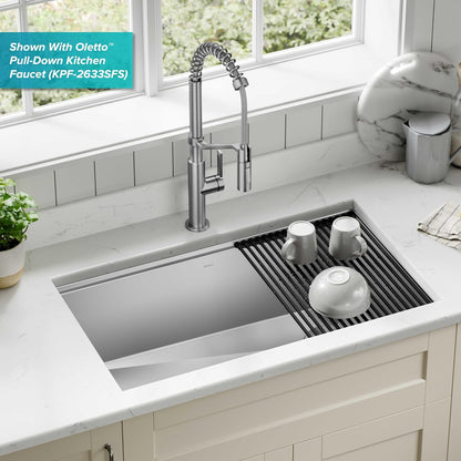 Kore Workstation 32" Undermount 16-Gauge Black Stainless Steel Single Bowl Kitchen Sink in PVD Gunmetal Finish with Accessories